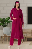 Mecit 5569 Fuşya Triko Sabahlıklı Lohusa Pijama Takımı - 1