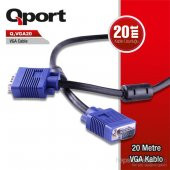 Qport VGA20 15 Pin Filtreli 20M Erkek Erkek Monitör Kablo Q-VGA20 - 2