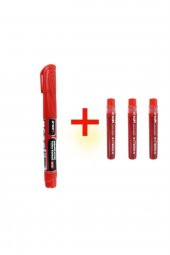 inox Kartuşlu Yazı Tahtası Kalemi Kırmızı Ve 3 Adet Kırmızı Mürekkep - 1