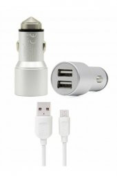 C32 3.1 Samsung Micro Oto Araç Çakmaklık Şarjı Aleti Oto Şarj Aleti Çift Usb Girişli (metal ) - 2