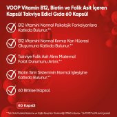 Voop Vitamin B12, Biotin Ve Foik Asit İçeren Takviye Edici Gıda 60 Kapsül - 7