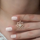 925 Ayar Gümüş Rose Çiçek Bayan Gümüş Kolye - 3