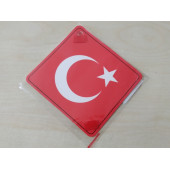 CAM İÇİ SARI DEKOR PLAKA KARE TÜRK BAYRAĞI - AY YILDIZ (11x11cm) YAPIŞTIRMALI (Dekor Levha) SARI PLAKA - 1