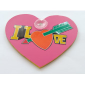 DEKOR PLAKA PEMBE - I LOVE (16x14,5cm) vantuzlu Pleksi Dekor Levha PEMBE PLAKA thumbnail 1