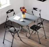 Mutfak Katlanabilir Masa Sandalye Takımı- Siyah - 1