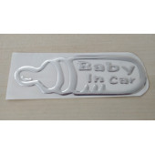 ARABADA BEBEK VAR STİCER METALİK 15x5cm (Baby in car) BEBEK VAR ÇIKARTMA - ARABADA BEBEK VAR ETİKETİ - 1