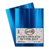 Metalik Mavi Oluklu Mukavva 50x70 2 Adet Artlantis Oluklu Mukavva Metalik Mavi Renkli 50*70 2 Adet - 1