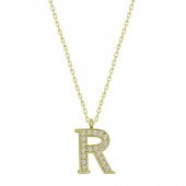 925 Ayar Gümüş R Harfi Kadın Gümüş Kolye thumbnail 2