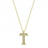 925 Ayar Gümüş T Harfi Kadın Gümüş Kolye thumbnail 2