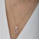 925 Ayar Gümüş Kedi Kadın Gümüş Kolye thumbnail 3