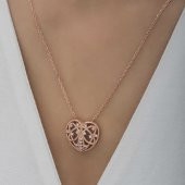 925 Ayar Gümüş Bombeli Kalp Kadın Gümüş Kolye thumbnail 4