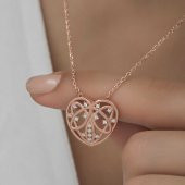 925 Ayar Gümüş Bombeli Kalp Kadın Gümüş Kolye thumbnail 5