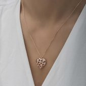 925 Ayar Gümüş Bombeli Kalp Kadın Gümüş Kolye thumbnail 5