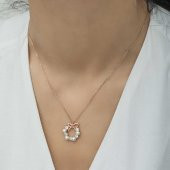 925 Ayar Gümüş İnci Kurdele Kadın Gümüş Kolye thumbnail 1