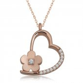 925 Ayar Gümüş Çiçekli Kalp Kadın Gümüş Kolye thumbnail 2