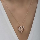 925 Ayar Gümüş Bombeli Kalp Kadın Gümüş Kolye thumbnail 1