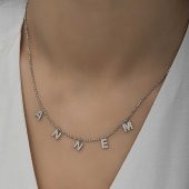 ​925 Ayar Gümüş Annem Yazılı Bayan Gümüş Kolye thumbnail 4