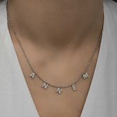 ​925 Ayar Gümüş Annem Yazılı Bayan Gümüş Kolye thumbnail 5