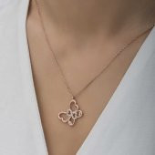 925 Ayar Gümüş Sonsuzluk Kelebek Kadın Gümüş Kolye thumbnail 4