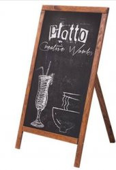 Menü Tahtası, Ayaklı Yazı Tahta, Tek Taraflı Kara Tahta Ahşap Büyük Boy 115x50 - 1