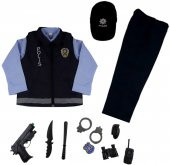 Unisex Çocuk Lacivert Yelekli Mavi Polis Kostümü Yelekli Polis Üniforması Kıyafeti - 2