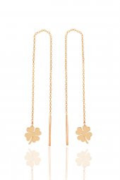 Gümüş rose yonca modeli gümüş zincir küpe - 1