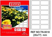 Bilgisayar Etiketi Tn-0018 35x77 mm 100 Lü Lazer Etiket 1 Paket Tanex Davetiye Kargo Etiketi - 1