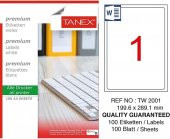Bilgisayar Etiketi Tw-2001 199.60x289.10 mm 100 Lü Lazer Etiket 1 Paket Tanex Davetiye Kargo Etiketi - 1
