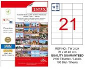 Bilgisayar Etiketi Tw-2124 70x42,43 mm 100 Lü Lazer Etiket 1 Paket Tanex Davetiye Kargo Etiketi - 1