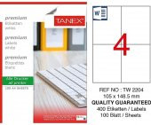 Bilgisayar Etiketi Tw-2204 105x148,50 mm 100 Lü Lazer Etiket 1 Paket Tanex Davetiye Kargo Etiketi - 1