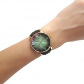 Watch Art Altın Sarı Metal Kasa ve Yeşil Deri Kordon  Erkek Kol Saati CHES225 - 1