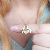 Çifte Kumrular 925 Gümüş Kadın Kalp Kolye thumbnail 1