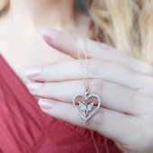 925 Ayar Kelebek Kalp Hediye Kolye thumbnail 4