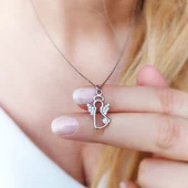 925 Ayar Gümüş Hareli Melek Kolye thumbnail 3