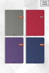 4lü Defter Seti 17x24 Sert Kapak Spiralli Kareli - 1