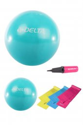 Delta 65 cm-20 cm Pilates Topu 3lü Pilates Bandı Egzersiz Direnç Lastiği Pilates Topu Pompası Seti - 1
