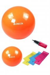Delta 65 cm-20 cm Pilates Topu 3'lü Pilates Bandı Egzersiz Direnç Lastiği Pilates Topu Pompası Seti - 1