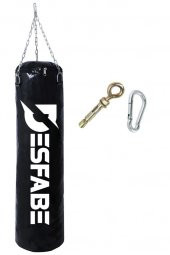 Desfabe Boxing Star 70x25 Cm Zincirli Boks Kum Torbası Siyah +Askı Aparatı - 1