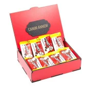 Sevdiklerinize Özel Kırmızı Ahşap Hediye Kutusunda 24 Adet Petito ( Canım Annem Yazılı ) - 1