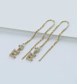 Vaoov 925 Ayar Gümüş Harfli Sallantılı Küpe thumbnail 2