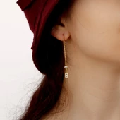 Vaoov 925 Ayar Gümüş Harfli Sallantılı Küpe thumbnail 3