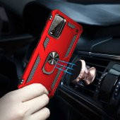 Xiaomi Redmi Note 9 4G Kılıf Yüzüklü Magnetic Antişok Korumalı Silikon Kapak - 5