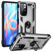 Xiaomi Redmi Note 11 5G Kılıf Yüzüklü Magnetic Antişok Korumalı Silikon Kapak - 10