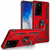 Samsung Galaxy S21 Ultra Kılıf Yüzüklü Magnetic Antişok Korumalı Silikon Kapak - 9