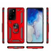 Samsung Galaxy S21 Ultra Kılıf Yüzüklü Magnetic Antişok Korumalı Silikon Kapak - 10