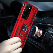 Samsung Galaxy S21 Ultra Kılıf Yüzüklü Magnetic Antişok Korumalı Silikon Kapak - 12