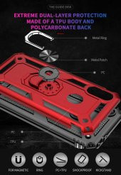 Xiaomi Redmi Note 7 Kılıf Yüzüklü Magnetic Antişok Korumalı Silikon Kapak - 11