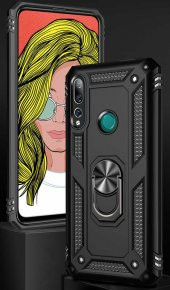 Huawei Y9 Prime 2019 Kılıf Yüzüklü Magnetic Antişok Korumalı Silikon Kapak - 10
