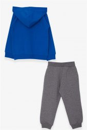 Erkek Çocuk Breeze Eşofman Takımı Mutlu Dinozor Baskılı Saks Mavisi Soft (2-6 Yaş) - 2