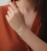 Vaoov 925 Ayar Gümüş Harfli Bileklik thumbnail 2